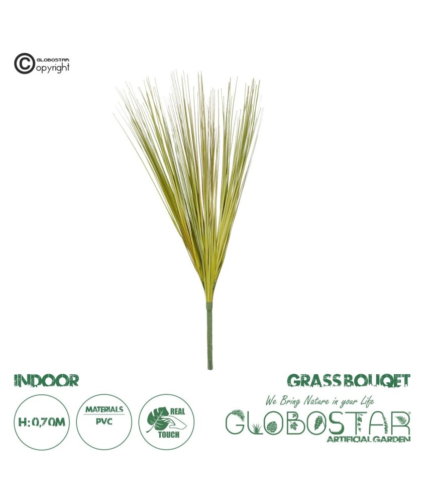 GloboStar® Artificial Garden GREEN GRASS BOUQUET 21161 Τεχνητό Διακοσμητικό Μπουκέτο Grass Πράσινο Y70cm